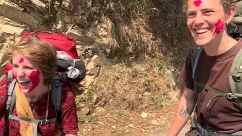 Foreign Trekkers Celebrate an Unexpected Holi in India