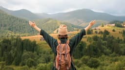Couple relaxing on a short weekend getaway in the hills