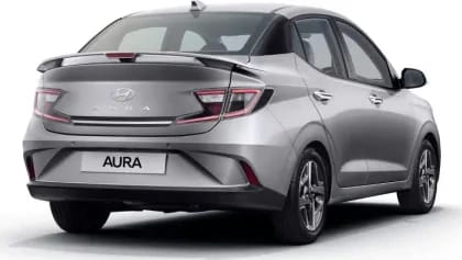 Hyundai Aura rear back side view sedan showing stylish compact car design and boot space