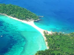 Aerial view of turquoise waters and sandy beaches in Andaman Islands