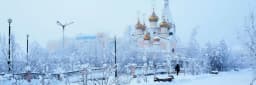 Yakutsk city centre covered in snow at minus 50 degrees